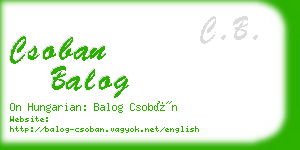 csoban balog business card